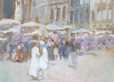 Lucien FRANK (1857-1920) Marché sur la grand-place – kavel bij Galerie Moderne, Elsene (Brussel)
