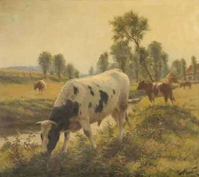Albert CAULLET (1875-1950) Vaches au pré Huile sur – kavel bij Galerie Moderne, Elsene (Brussel)