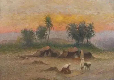 Henri-Joseph PAUWELS (1903-1983) Vue d'oasis Huile sur panneau Signé en bas à gauche "H.J… – kavel bij Galerie Moderne, Elsene (Brussel)