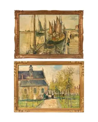René CLAROT (1882-1972) Vue de béguinage et Vue de – kavel bij Galerie Moderne, Elsene (Brussel)