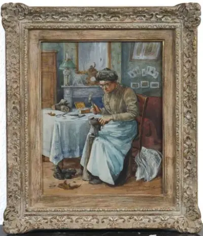 Roméo DUMOULIN (1883-1944) La cordonnière, 1915 Aquarelle – kavel bij Galerie Moderne, Elsene (Brussel)