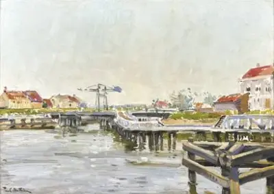 Paul MATHIEU (1872-1932) Vue de port Huile sur toile Signé "Paul Mathieu" en bas… – kavel bij Galerie Moderne, Elsene (Brussel)