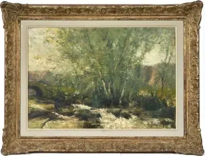 Alfred BASTIEN (1873-1955) Sous-bois Huile sur toile Signé – kavel bij Galerie Moderne, Elsene (Brussel)