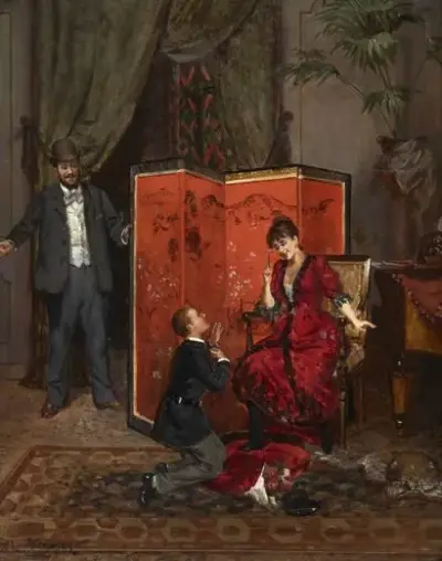 Paul MERWART (1855-1902) La requête Huile sur panneau Signé "P Merwart" en bas à… – kavel bij Galerie Moderne, Elsene (Brussel)