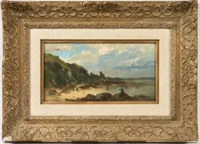 Louis Artan DE SAINT-MARTIN (1837-1890) Paysage côtier animé Huile sur panneau Signé en bas… – kavel bij Galerie Moderne, Elsene (Brussel)