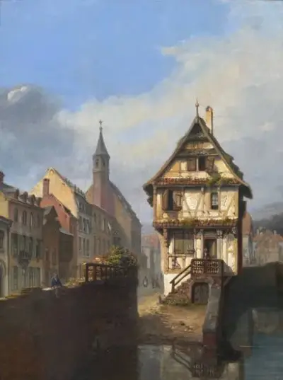 Henri LALLEMAND (1809-1892) Vieux Strasbourg Huile – kavel bij Galerie Moderne, Elsene (Brussel)