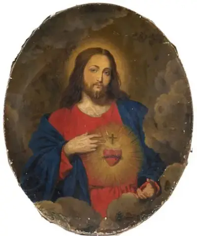 Ange FRANCOIS (1800-1867) Sacré Coeur, 1861 Huile sur toile Inscriptions en bas au centre… – kavel bij Galerie Moderne, Elsene (Brussel)