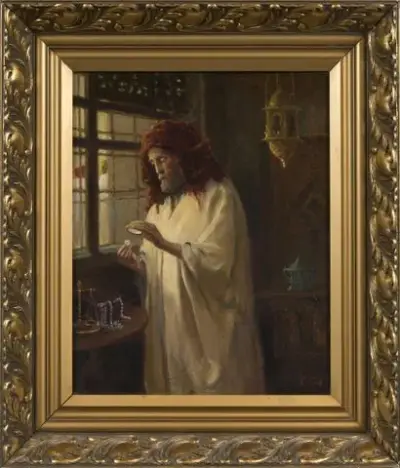 École du XIXe siècle Le joaillier Huile sur panneau Signé – kavel bij Galerie Moderne, Elsene (Brussel)