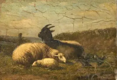 École belge du XIXe siècle Animaux au repos Huile sur panneau 27 x 38,5… – kavel bij Galerie Moderne, Elsene (Brussel)