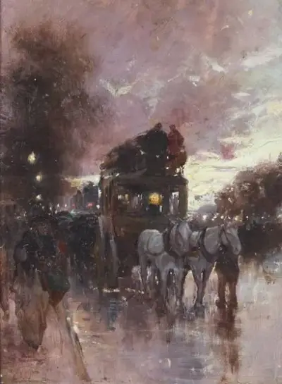 École française du XIXe siècle Boulevard parisien animé Huile – kavel bij Galerie Moderne, Elsene (Brussel)
