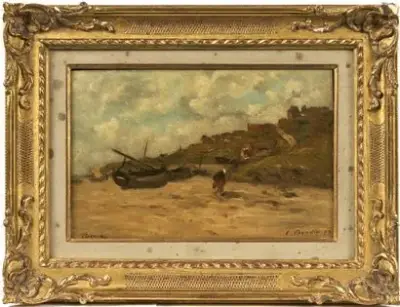 École française du XIXe siècle Plage animée à Berck – kavel bij Galerie Moderne, Elsene (Brussel)