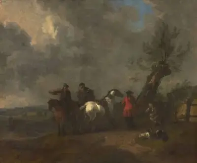 École du XVIIIe siècle Cavalier Huile sur toile Signée – kavel bij Galerie Moderne, Elsene (Brussel)