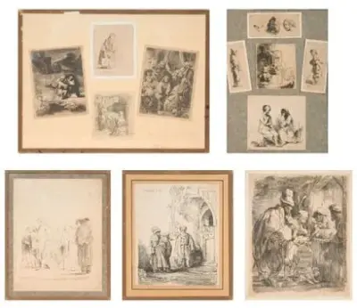 D'après REMBRANDT VAN RIJN (1606-1669) Lot comprenant – kavel bij Galerie Moderne, Elsene (Brussel)