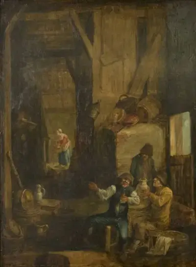 Pieter DE BLOOT (1602-1658) Scène d'intérieur paysan Huile – kavel bij Galerie Moderne, Elsene (Brussel)