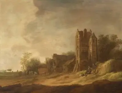 Attribué à Jan VAN GOYEN (1596-1656) Paysage animé – kavel bij Galerie Moderne, Elsene (Brussel)