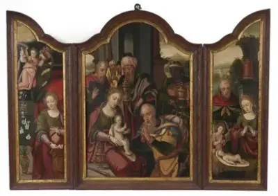 Suiveur de Pieter COECKE VAN AELST (1502-1550) L'adoration des mages, l'Annonciation et la Nativité… – kavel bij Galerie Moderne, Elsene (Brussel)