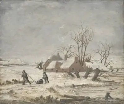 École flamande ancienne Paysage hivernal animé Huile – kavel bij Galerie Moderne, Elsene (Brussel)