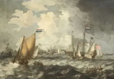 École hollandaise du XVIIe siècle Marine Huile sur – kavel bij Galerie Moderne, Elsene (Brussel)