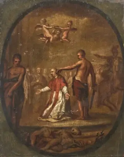 École du XVIIe siècle Scène religieuse Huile sur panneau 33,5 – kavel bij Galerie Moderne, Elsene (Brussel)