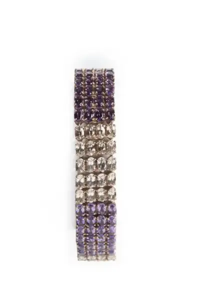 Bracelet en argent 950°/°° serti de 96 améthystes et de 52 morganites ovales Quartz… – kavel bij Galerie Moderne, Elsene (Brussel)