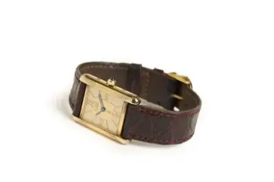 CARTIER Montre Must Montre Tank Must avec bracelet en cuir Diamètre: 20 mm Dans… – kavel bij Galerie Moderne, Elsene (Brussel)