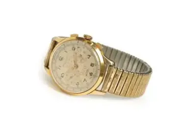 BAUME ET MERCIER Montre chronographe, vers 1950 en plaqué or et acier Diamètre: 38… – kavel bij Galerie Moderne, Elsene (Brussel)