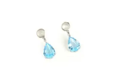 Paire de pendants d'oreilles en or blanc 14k (585°/°°) retenant des topazes, des pierres… – kavel bij Galerie Moderne, Elsene (Brussel)