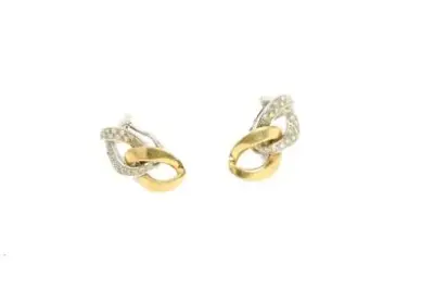 Paire de boucles d'oreilles en or jaune et blanc 18k (750°/°°) sertie de diamants… – kavel bij Galerie Moderne, Elsene (Brussel)