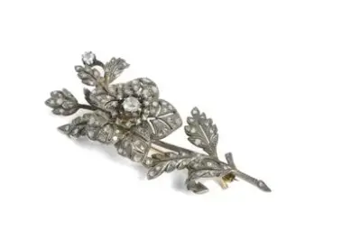 Travail du XIXe siècle Broche trembleuse formant branche – kavel bij Galerie Moderne, Elsene (Brussel)
