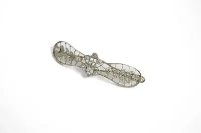 Travail Belle époque Broche barrette en or jaune et blanc 18k (750°/°°) sertie d'un… – kavel bij Galerie Moderne, Elsene (Brussel)