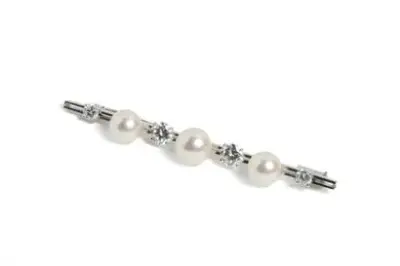 Broche en or blanc 18k (750°/°°) sertie de trois perles – kavel bij Galerie Moderne, Elsene (Brussel)