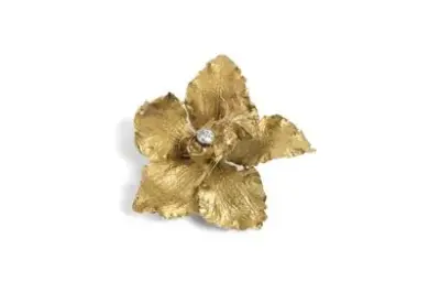 Broche "Orchidée" en or jaune 18k (750°/°°) centrée – kavel bij Galerie Moderne, Elsene (Brussel)