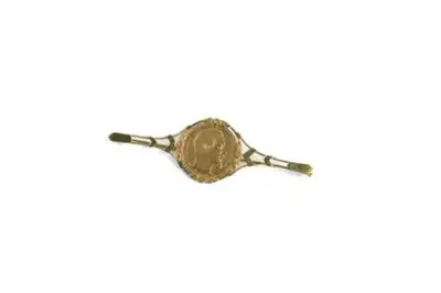 Broche en or 18k (750°/°°) sertie d'une pièce Napoléon – kavel bij Galerie Moderne, Elsene (Brussel)