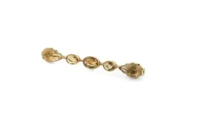 Broche en or jaune 18k (750°/°°) sertie de cinq citrines en cabochon Longueur :… – kavel bij Galerie Moderne, Elsene (Brussel)