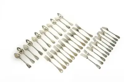 Travail du début du XXe siècle Lot de divers couverts en argent 800°/°° comprenant… – kavel bij Galerie Moderne, Elsene (Brussel)
