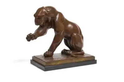 Raymond DE MEESTER DE BETZENBROECK (1904-1995) Tigre Bronze à patine brune Signé "Raymond de… – kavel bij Galerie Moderne, Elsene (Brussel)