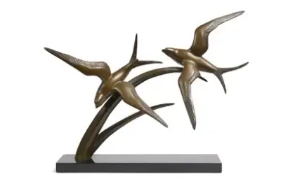 Irénée ROCHARD (1906-1984) Deux oiseaux en vol Bronze Signé "Rochard" Hauteur: 45 cm – kavel bij Galerie Moderne, Elsene (Brussel)