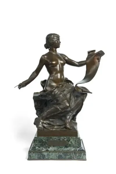 Georges Marie Valentin BAREAU (1866-1931) La Poésie Bronze à patine brune Reposant sur un… – kavel bij Galerie Moderne, Elsene (Brussel)