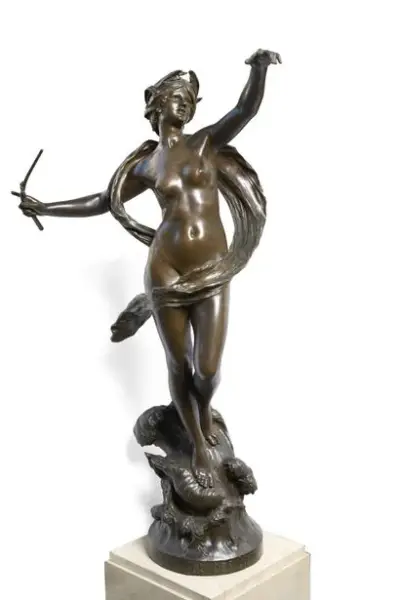 Auguste MOREAU (1834-1917) La fée des mers Bronze à patine foncée Signé "Aug – kavel bij Galerie Moderne, Elsene (Brussel)