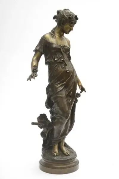 Auguste MOREAU (1834-1917) Femme à la couronne de fleurs Bronze – kavel bij Galerie Moderne, Elsene (Brussel)
