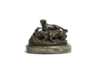 D'après Pierre-Jules MÈNE (1810-1879) Scène de chasse Sculpture – kavel bij Galerie Moderne, Elsene (Brussel)