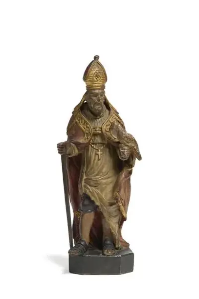 Travail du XVIIIe siècle Saint Bois sculpté polychrome Hauteur: 35 cm – kavel bij Galerie Moderne, Elsene (Brussel)