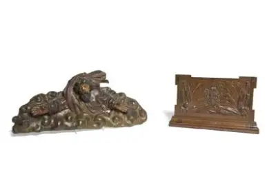 Travail du XVIIIe siècle Lot de deux bois sculptés 47 x 24 cm et… – kavel bij Galerie Moderne, Elsene (Brussel)