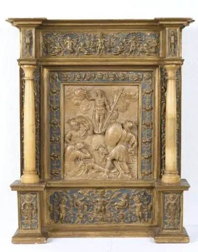 Travail flamand du XVIIe siècle Autel domestique en albâtre sculpté représentant une scène de… – kavel bij Galerie Moderne, Elsene (Brussel)