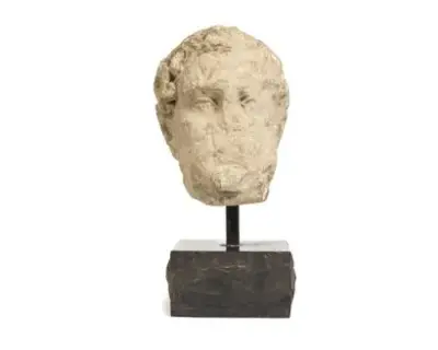 Travail italien ancien Tête d'homme Sculpture en pierre Reposant – kavel bij Galerie Moderne, Elsene (Brussel)