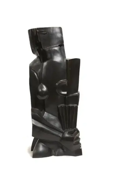 D'après Ossip ZADKINE (1890-1967) Femme à l'éventail, 1923 Bronze à patine foncée Signé et… – kavel bij Galerie Moderne, Elsene (Brussel)