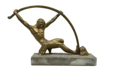 Travail de style Art déco L'âge du bronze Sculpture en bronze et socle en… – kavel bij Galerie Moderne, Elsene (Brussel)