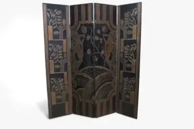 Paul FEHER (1898-1990) Paravent de style Art déco à quatre ventaux en bois noir… – kavel bij Galerie Moderne, Elsene (Brussel)
