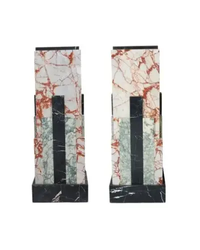 Travail vers 1930, de style Art déco Paire de colonnes en marbre rouge veiné,… – kavel bij Galerie Moderne, Elsene (Brussel)