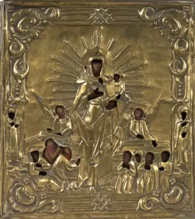 Russie, vers 1800 Icône de la Mère de Dieu « Joie de Tous Les… – kavel bij Galerie Moderne, Elsene (Brussel)